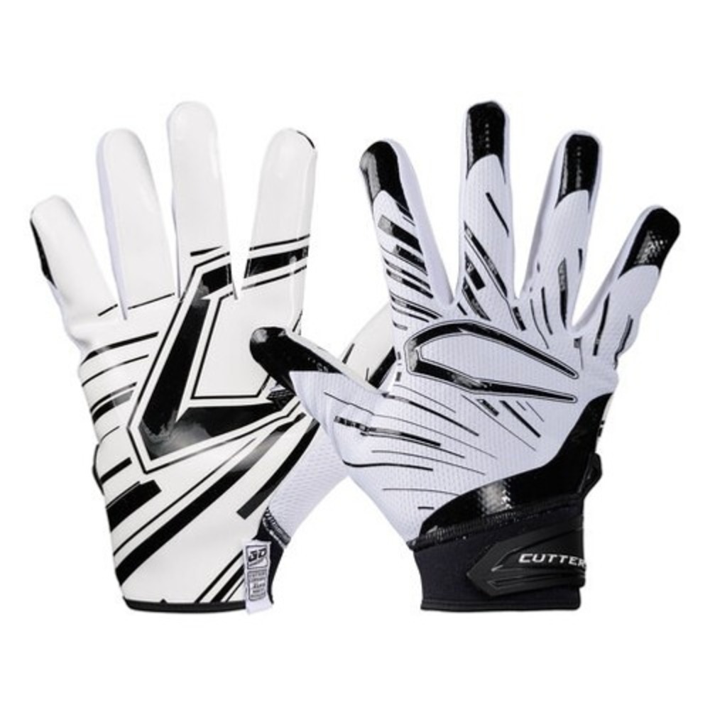 Cutters Game Day Youth Pro Receiver Football Gloves - White, Large